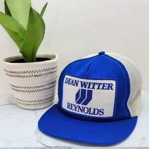 vintage 90s | white blue retro adjustable trucker snapback hat | unisex